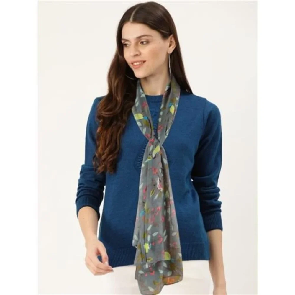 Scarfs for Women Lightweight Floral Birds Print Cotton Scarves Wraps for Winter - Picture 3 of 6